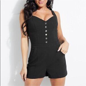 GUESS Courtney button Front Romper Jet Black